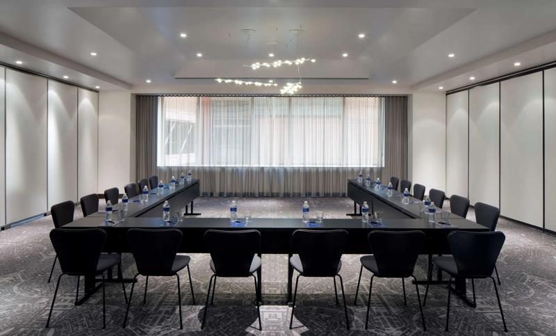 A U shaped style meeting set up in the New Sweden meeting space