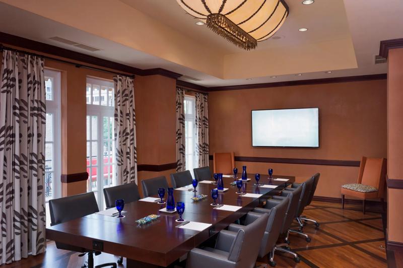 A boardroom set up in the State Boardroom for a meeting