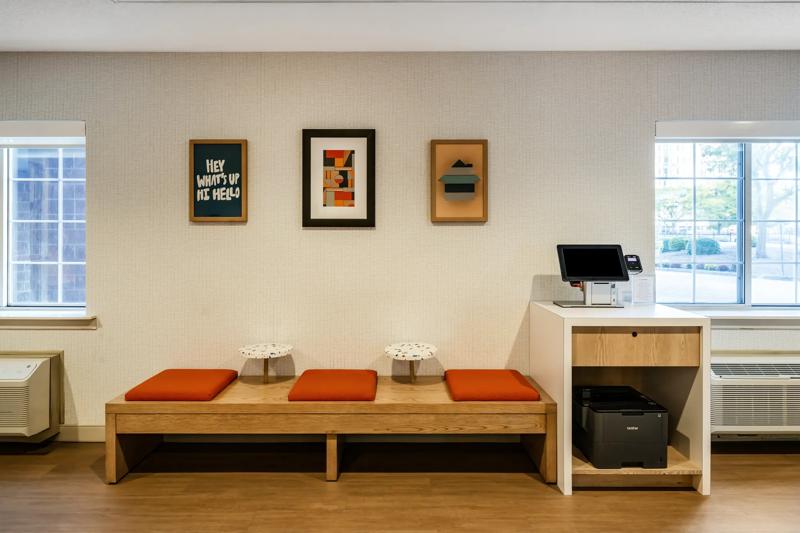 Benches in the business center area