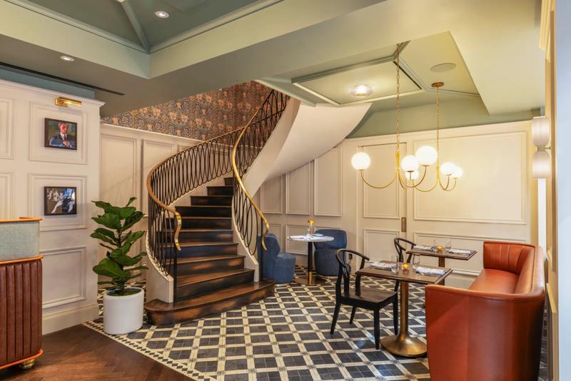 The interior staircase in the entrance of the Parliament Restaurant