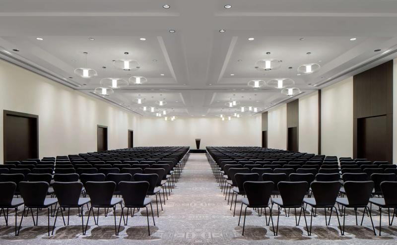 A theater set up for a meeting in the Scandinavian Ballroom