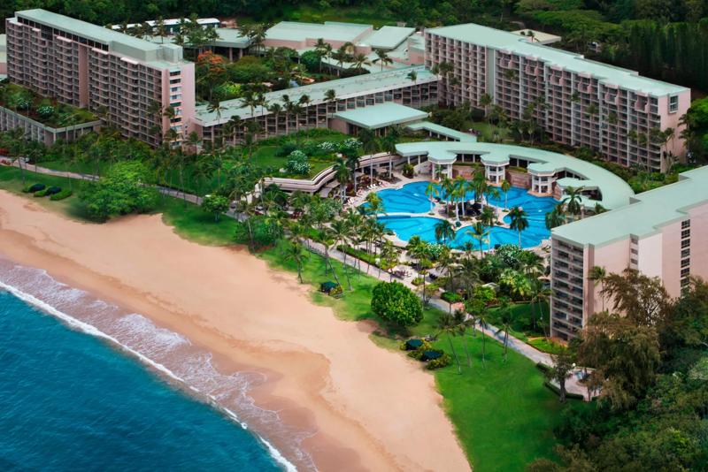 An aerial view of the hotel from a drone