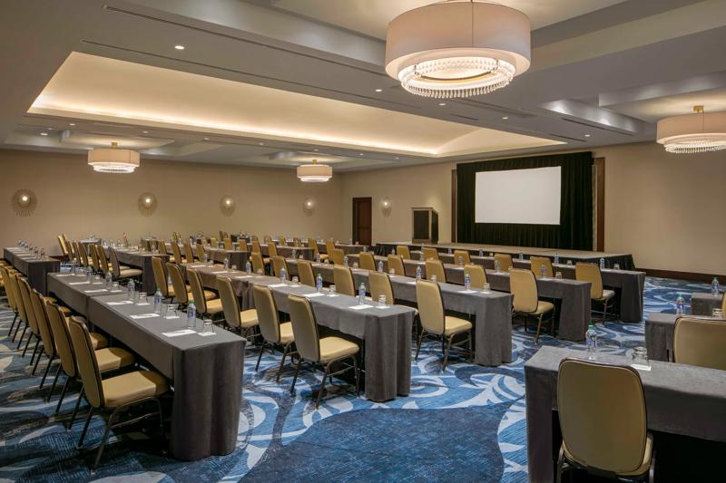 A classroom style set up in Palmar A of the Palmar Ballroom