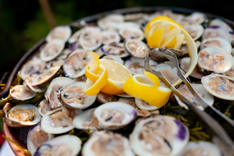 Serve yourself tray of clams during party