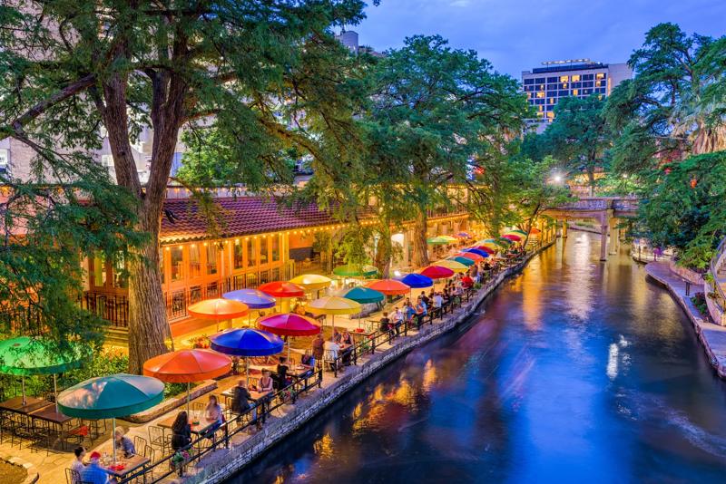 San Antonio, Texas, USA cityscape at the River Walk.