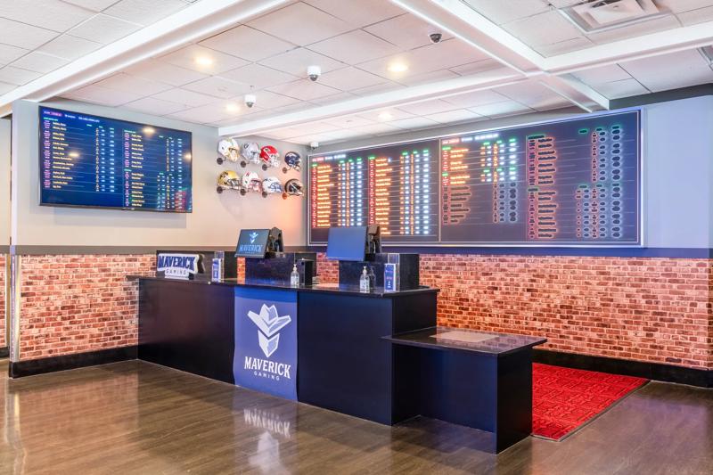 The sports books counter of the casino in the hotel