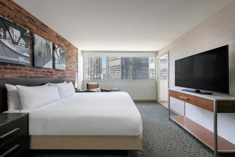 The bedroom of the Lasalle Suite